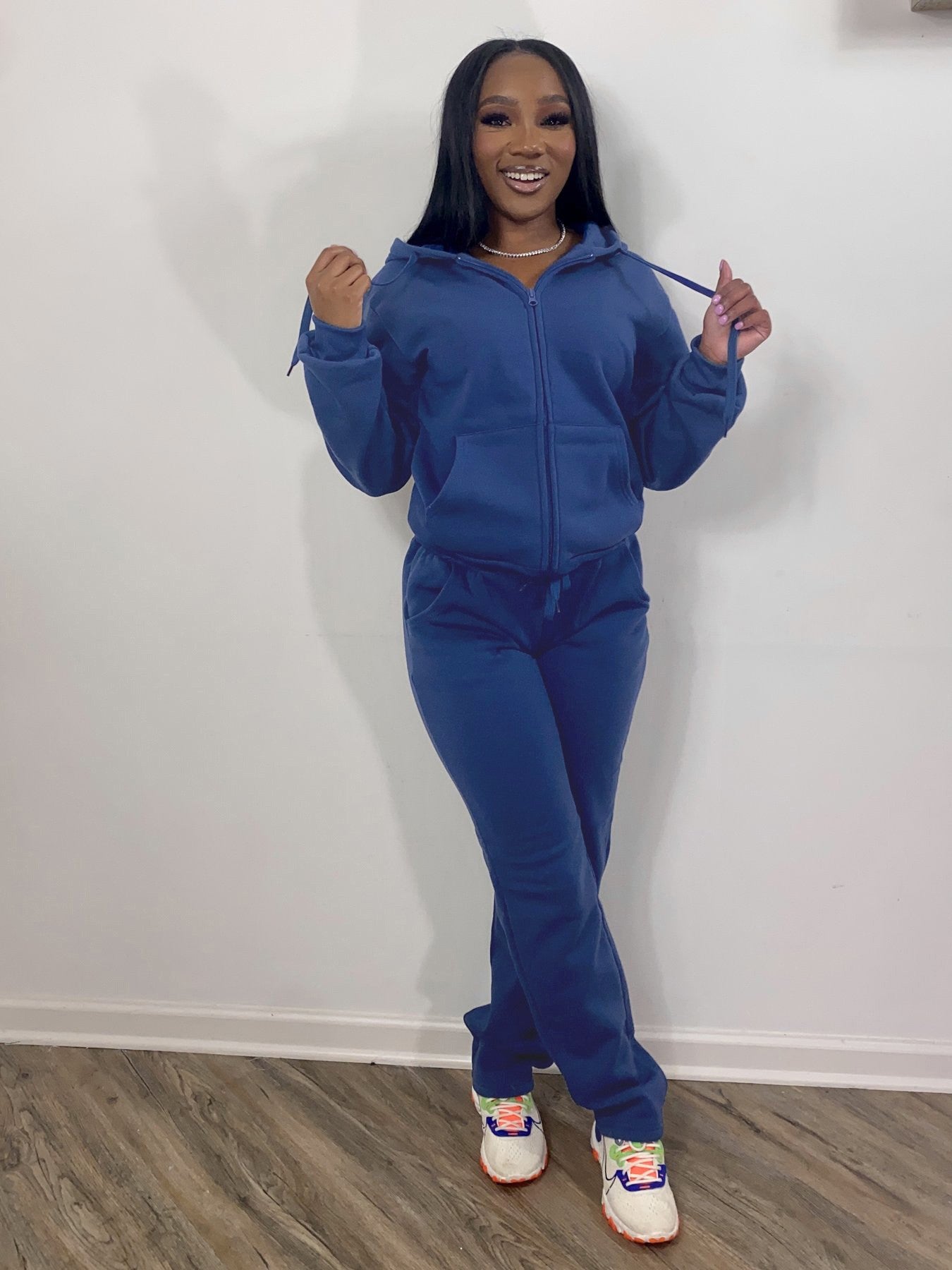 Women Two-Piece Shine Hoodie Top And Sweatpants Plus Size Available