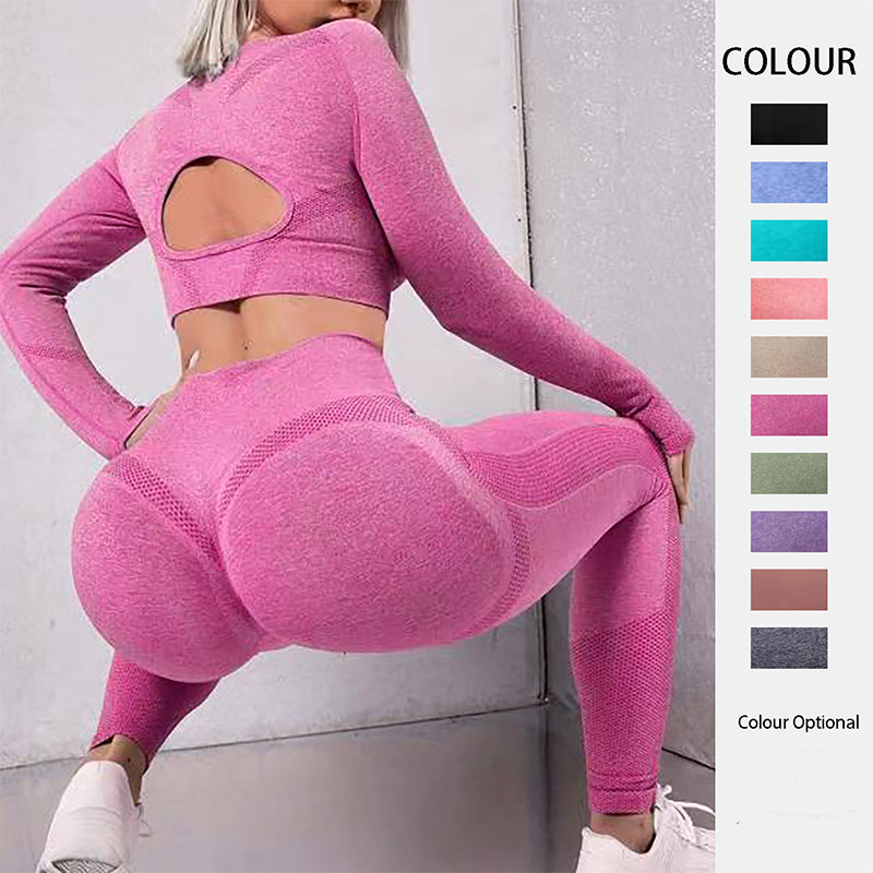 Two-Piece Top And Butt Lifting High Waist Seamless Leggings Outfit