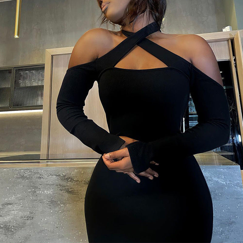 Women's Off-shoulder Halter Neck Pencil Dress