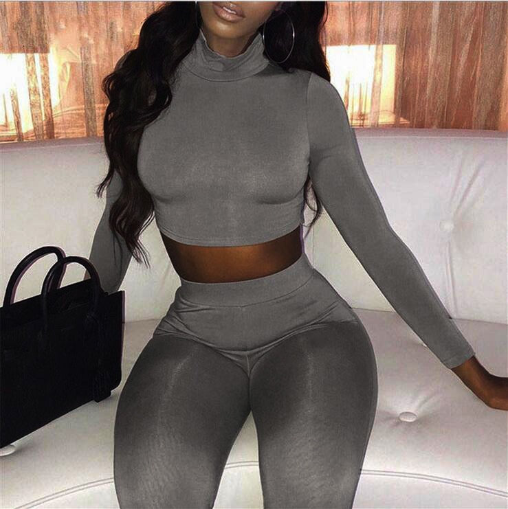 Women's Casual Two-Piece Long sleeved Leggings Set