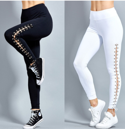 Stretchy Lace-Up Leggings Plus Size Available Up To 5XL