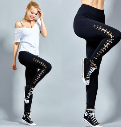 Stretchy Lace-Up Leggings Plus Size Available Up To 5XL