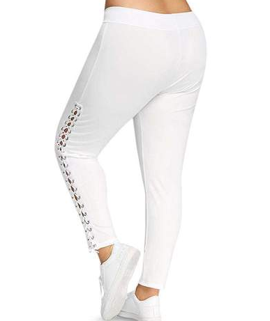 Stretchy Lace-Up Leggings Plus Size Available Up To 5XL