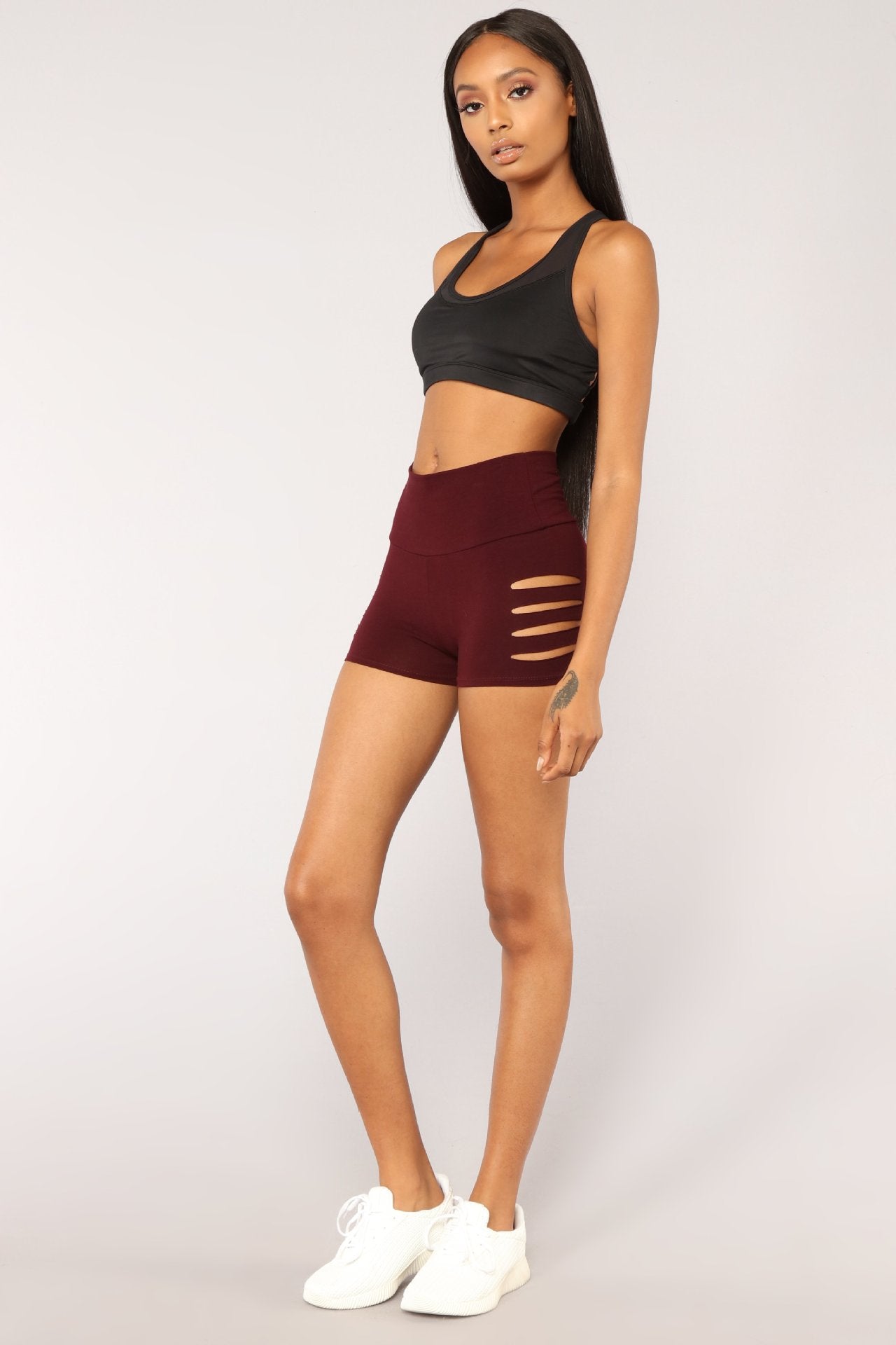 High-Waist Stretch-Hole Shorts