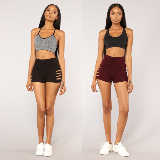 High-Waist Stretch-Hole Shorts