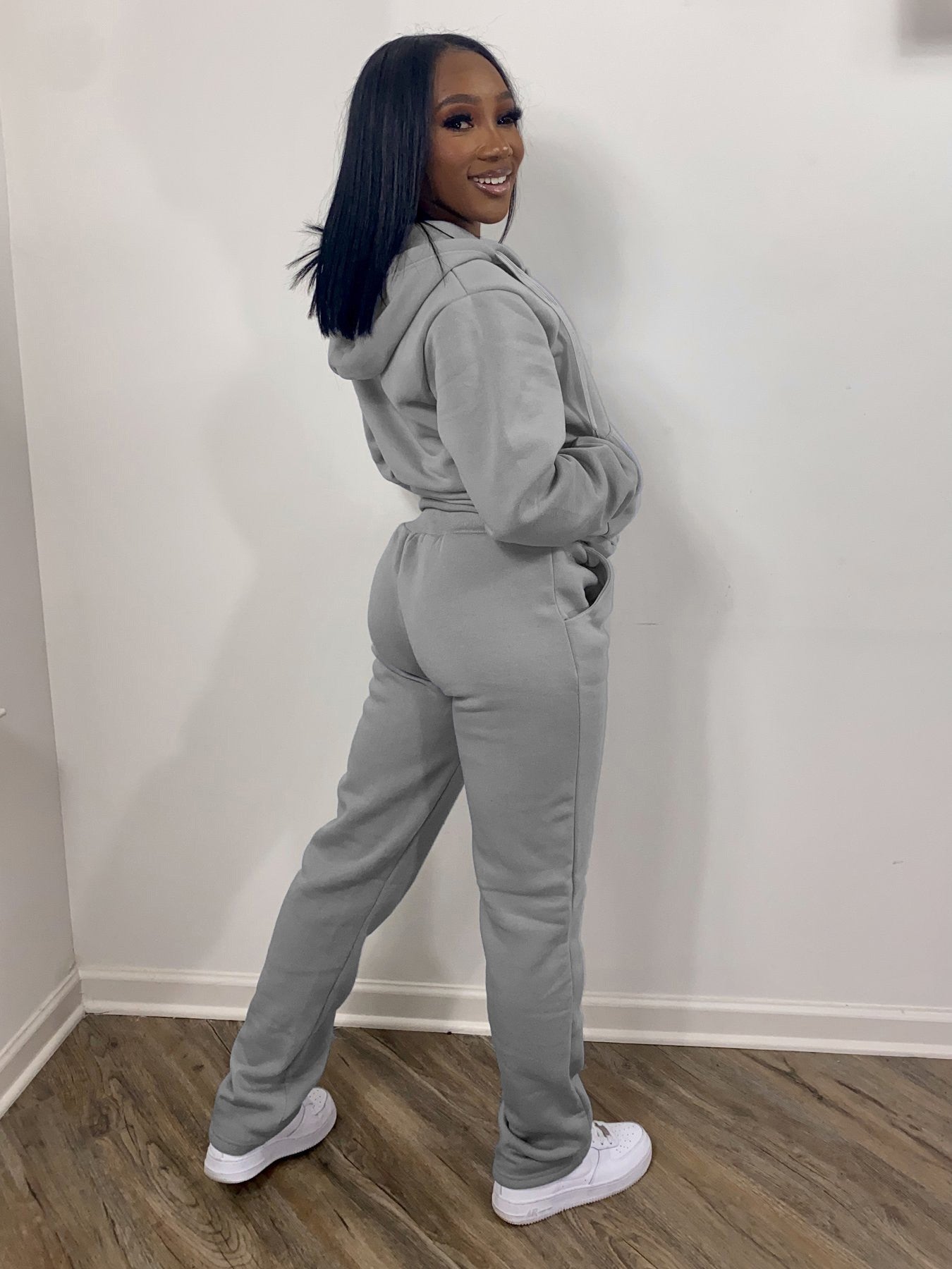 Women Two-Piece Shine Hoodie Top And Sweatpants Plus Size Available