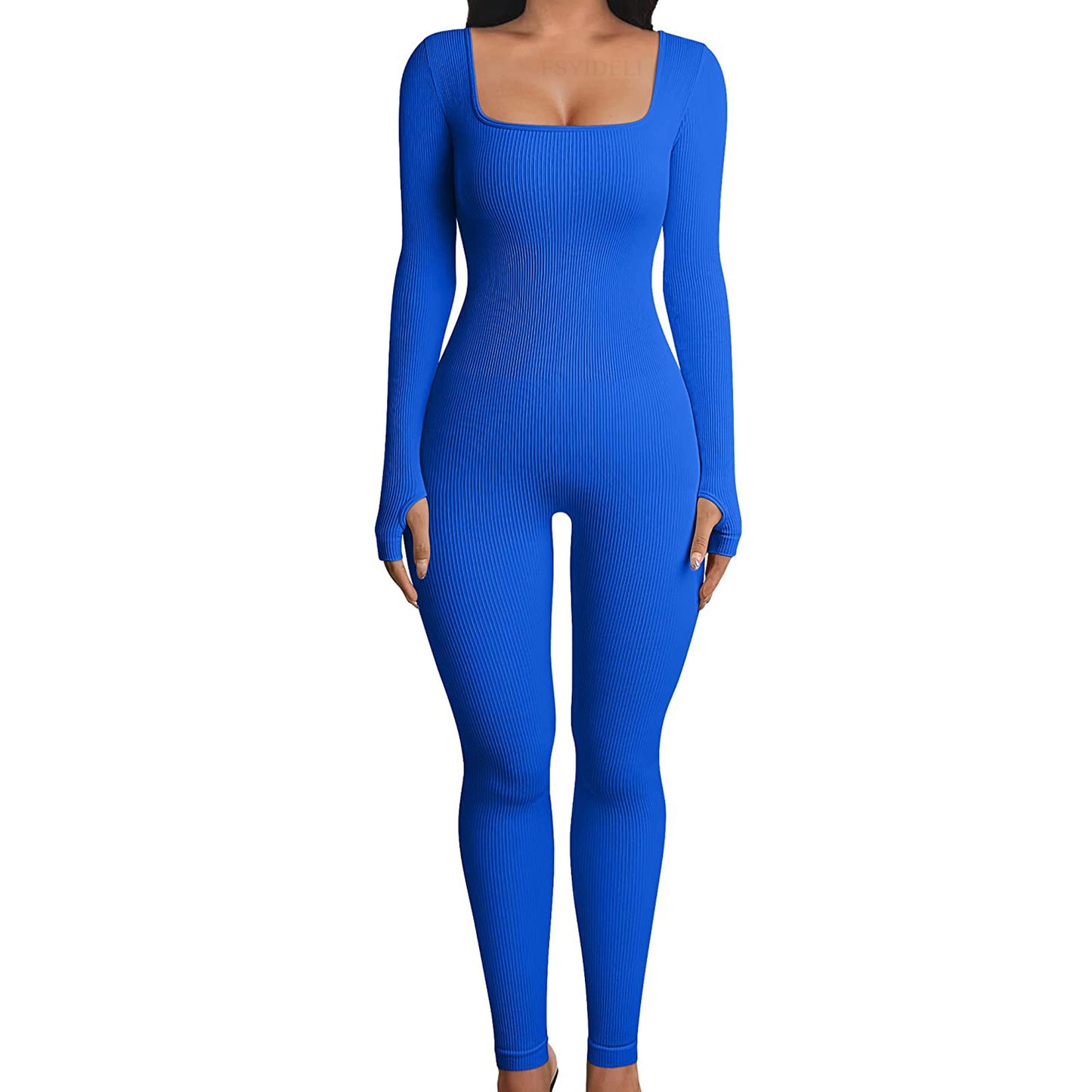 Women's Square Collar Hip-lifting Jumpsuit