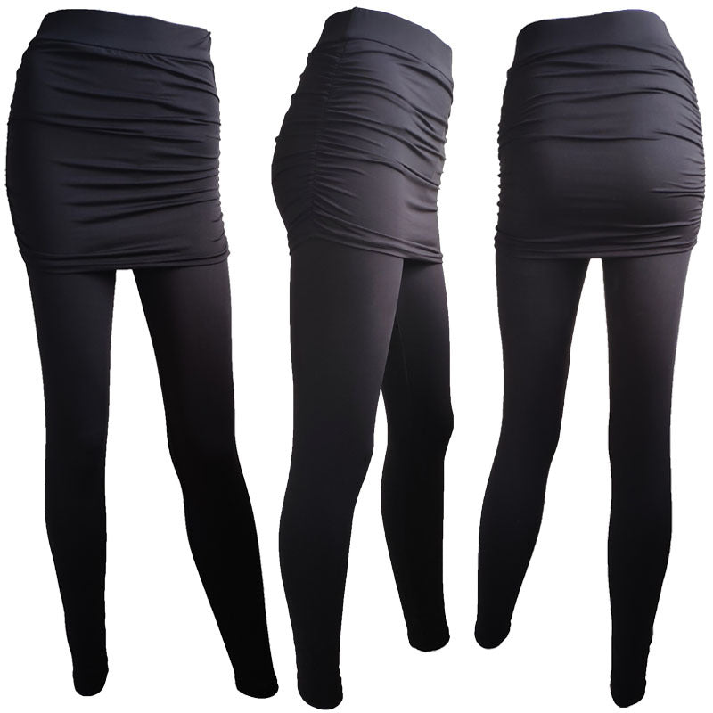 Pleated Hip-Skirt Leggings Plus Size Available