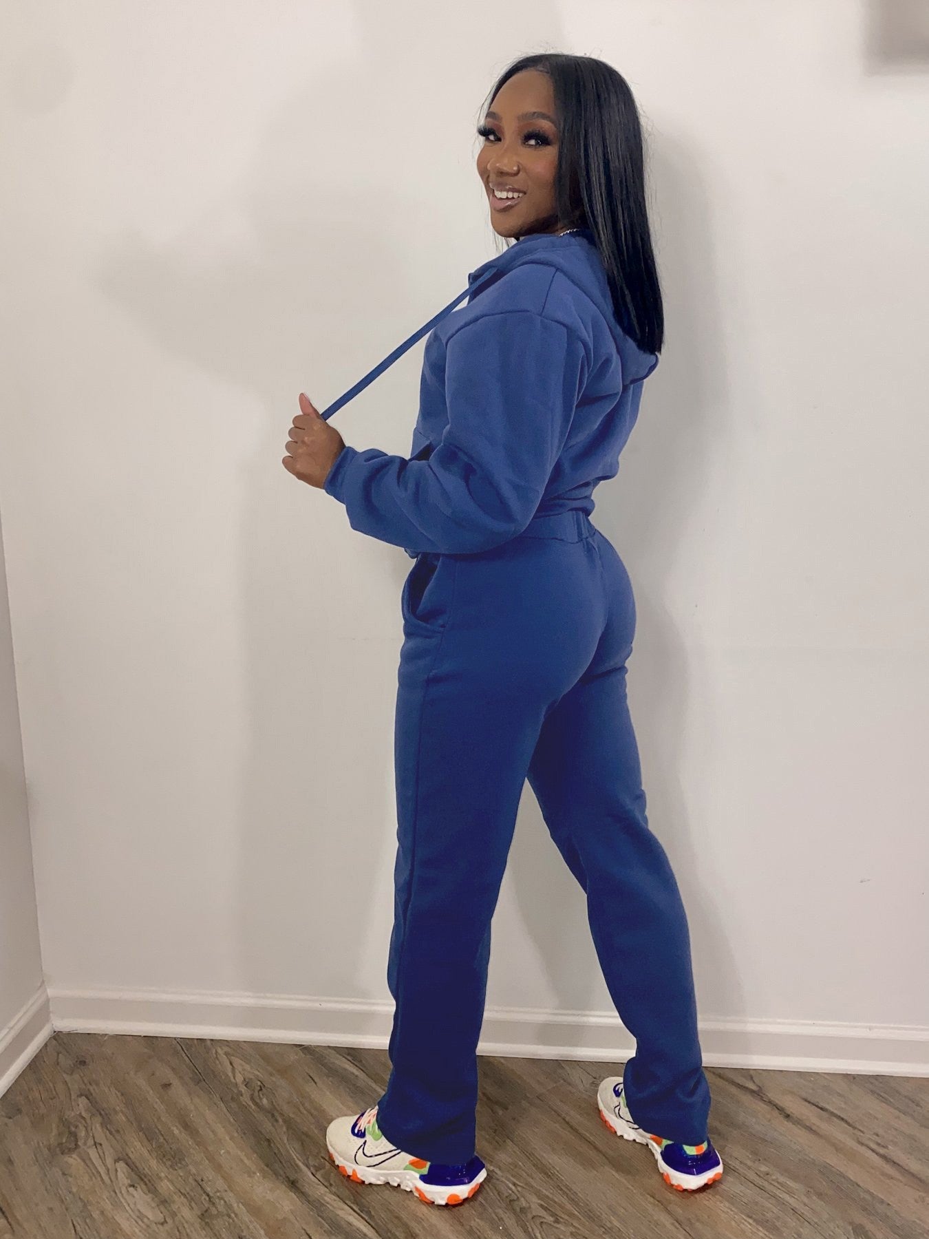 Women Two-Piece Shine Hoodie Top And Sweatpants Plus Size Available