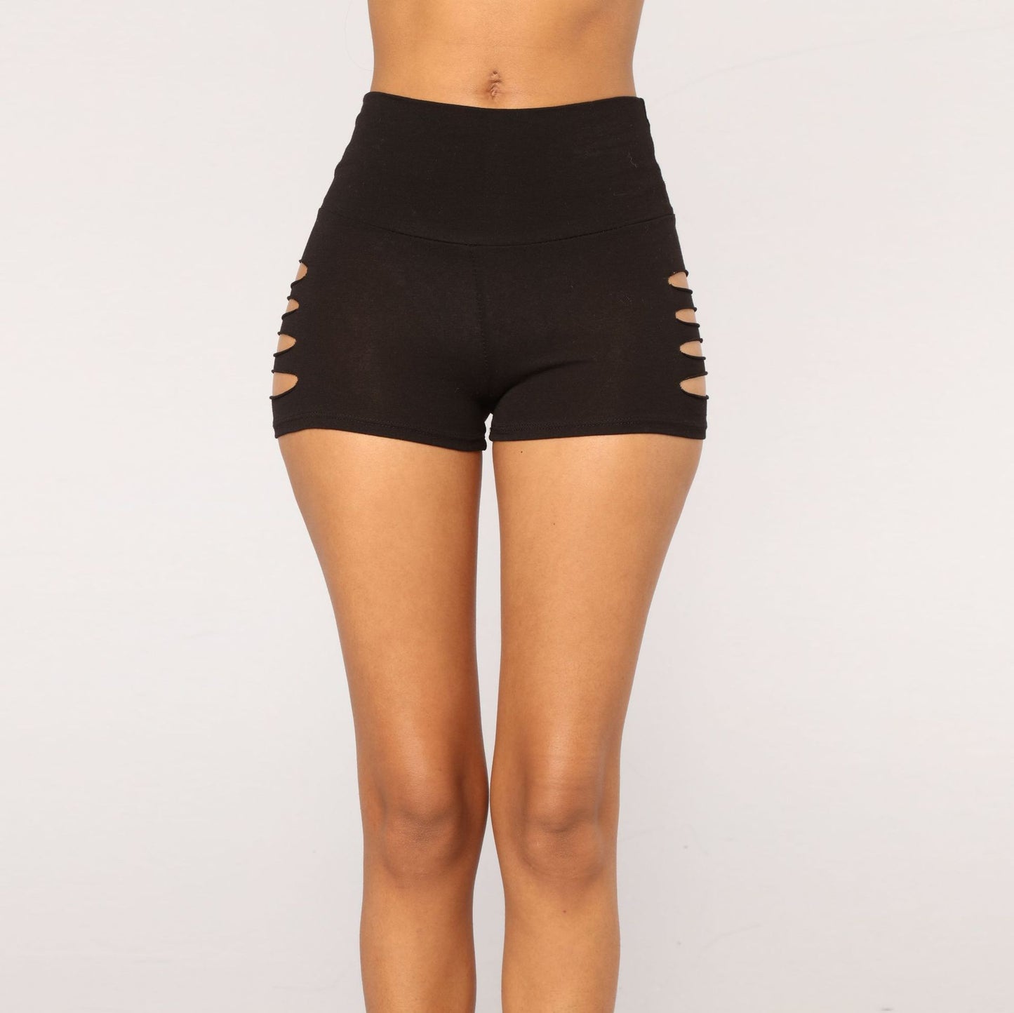 High-Waist Stretch-Hole Shorts