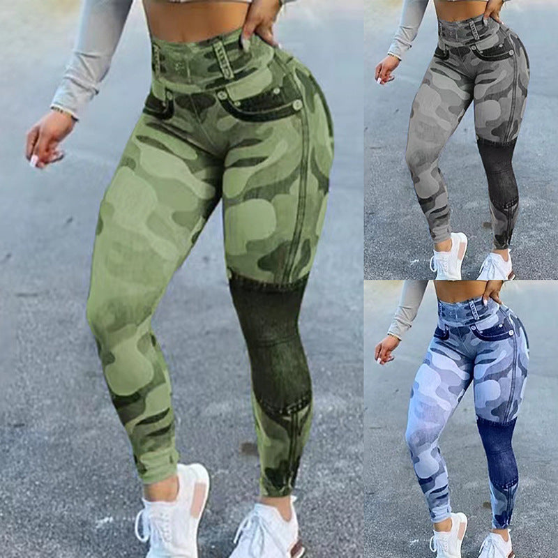 Women's Multicolour Camo Print Butt Lifting Leggings Plus Size Available Up To 5XL