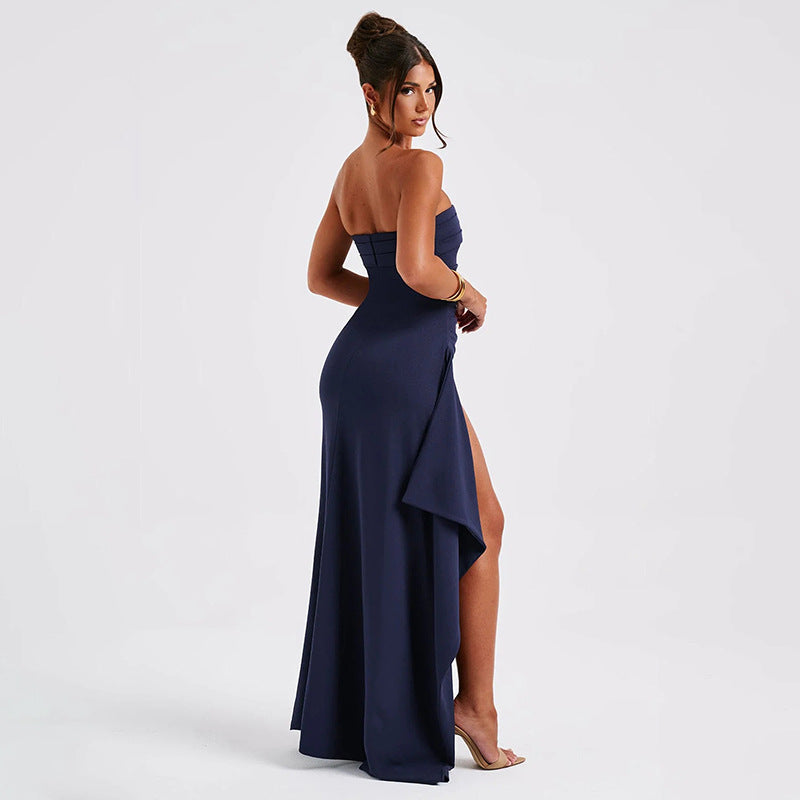 Strapless Side Split Long Occasion Dress