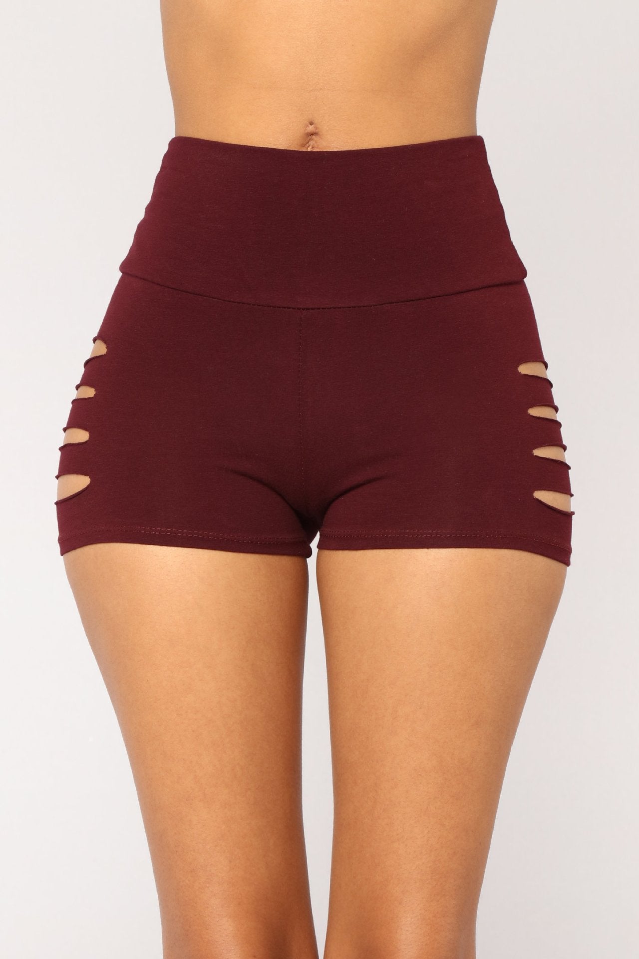 High-Waist Stretch-Hole Shorts