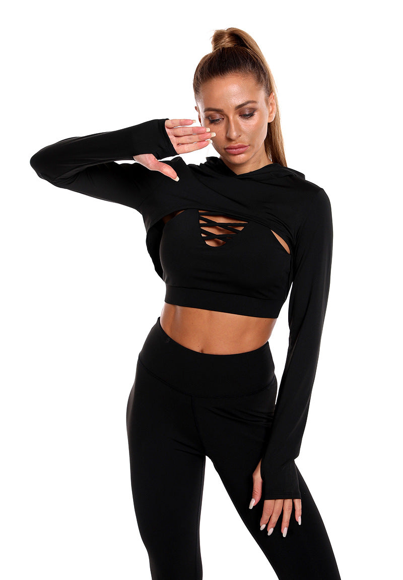 Three-Piece Long Sleeve Seamless Butt Lifting High Waist Leggings