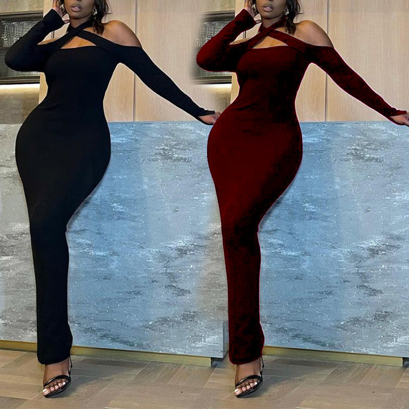 Women's Off-shoulder Halter Neck Pencil Dress