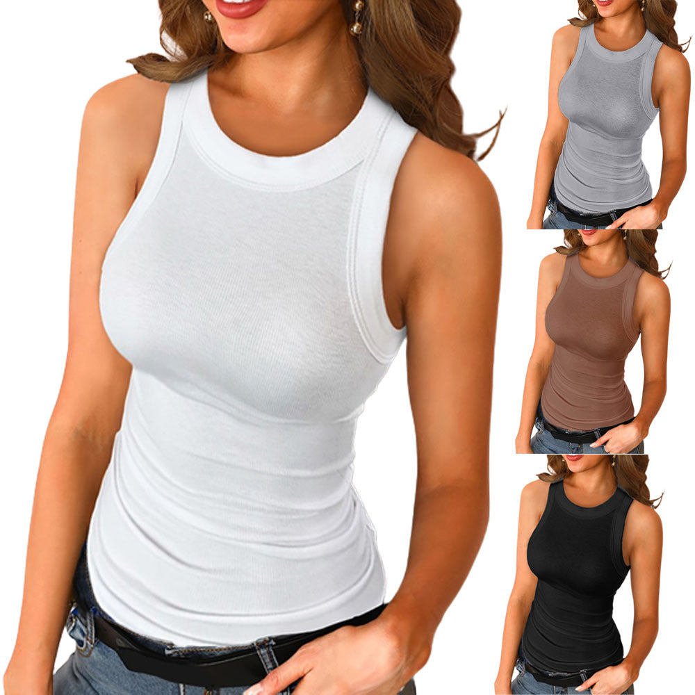 Women's Round Neck Sleeveless Camisole Vest Top