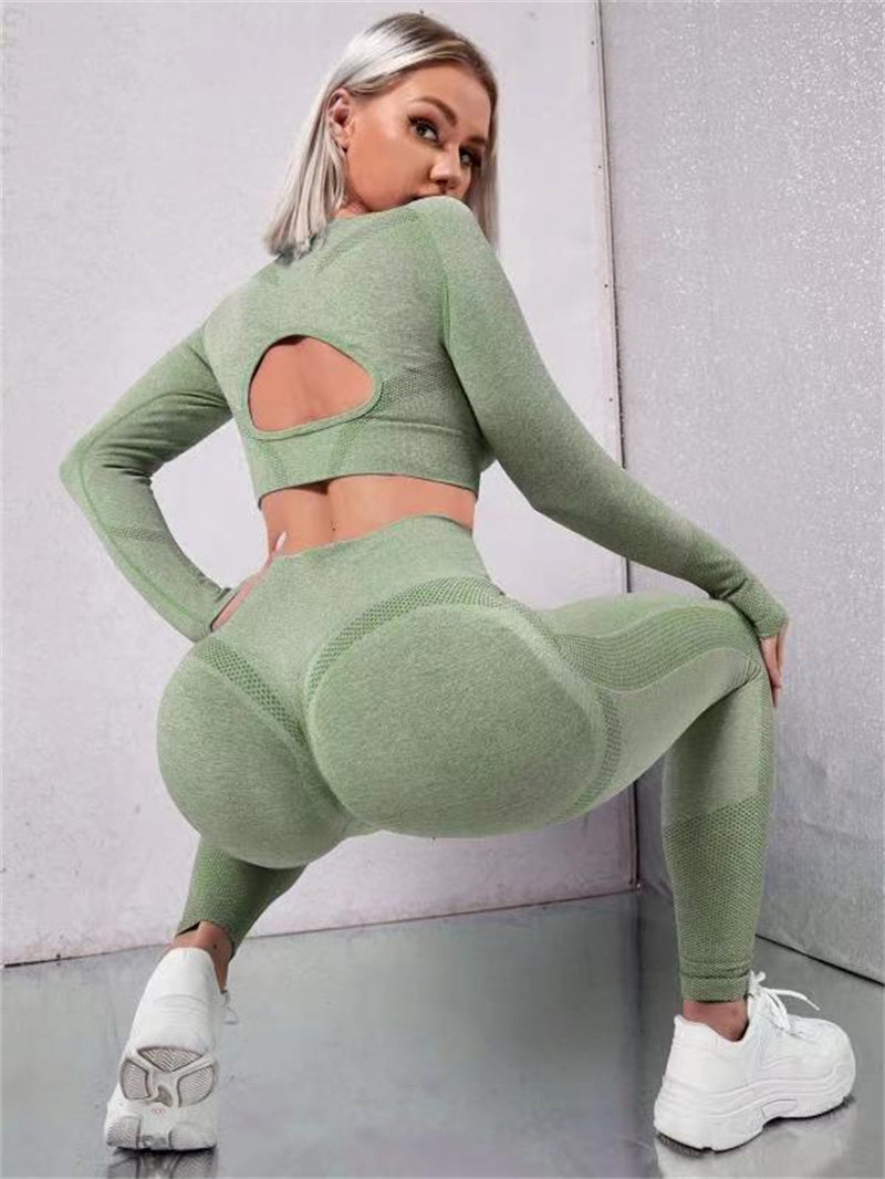 Two-Piece Top And Butt Lifting High Waist Seamless Leggings Outfit