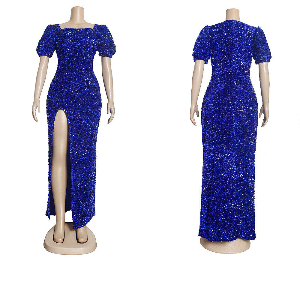 Fashion Celebrity Sequin Dress Plus Size Available