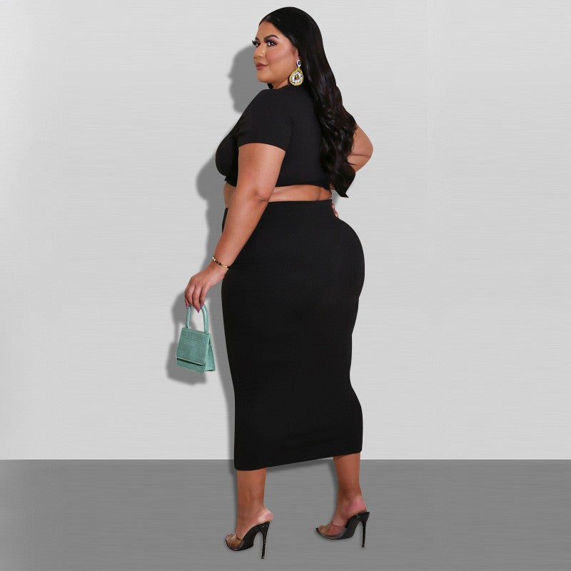 Women's Two-Piece Skirt Suit Plus Size Available