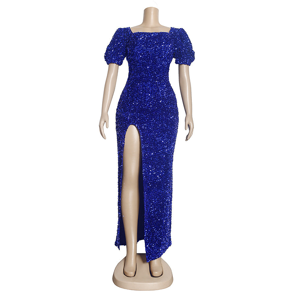 Fashion Celebrity Sequin Dress Plus Size Available