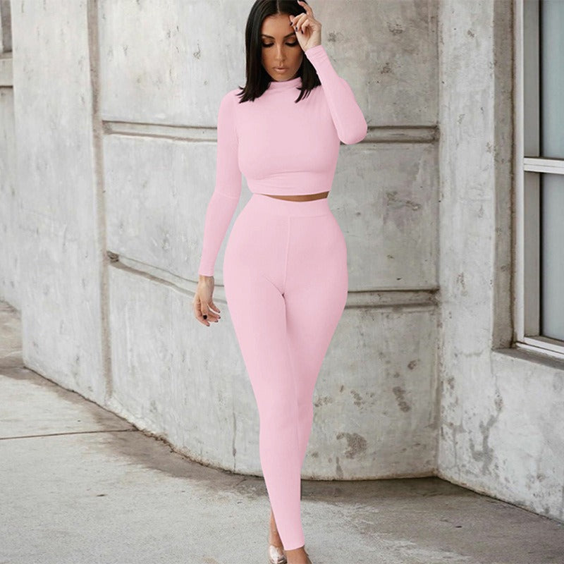 Women's Casual Two-Piece Long sleeved Leggings Set