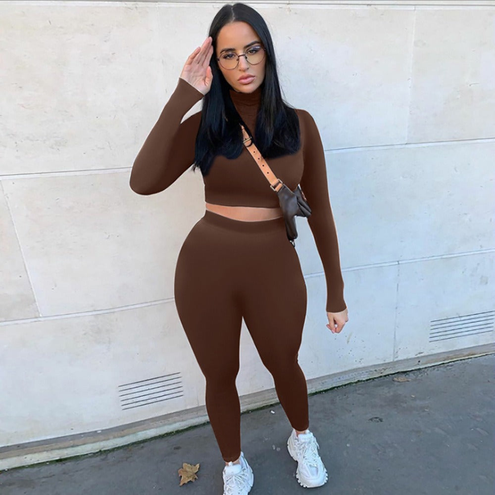 Women's Casual Two-Piece Long sleeved Leggings Set