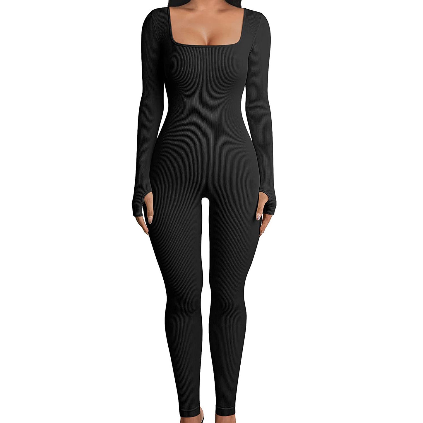 Women's Square Collar Hip-lifting Jumpsuit