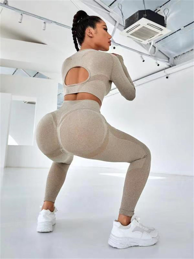 Two-Piece Top And Butt Lifting High Waist Seamless Leggings Outfit