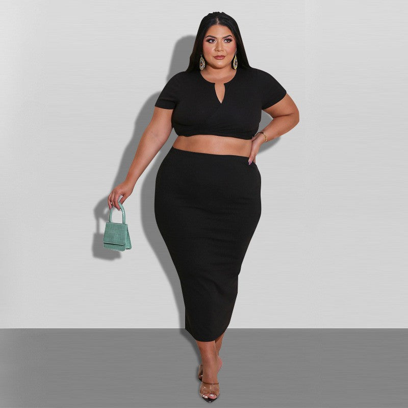 Women's Two-Piece Skirt Suit Plus Size Available